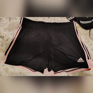 adidas Women's Athletic Shorts Black with Pink Accents